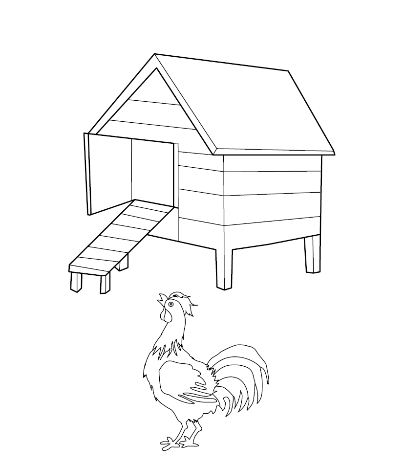 chicken coop coloring page