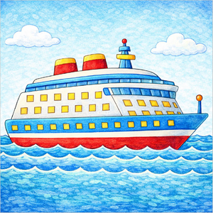 How to Draw a Cruise Ship – Ocean Travel Drawing for Kids