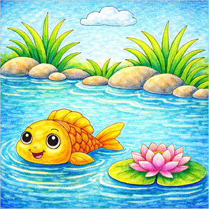 How to Draw Fish in a Pond – Easy Nature Scene Drawing for Kids