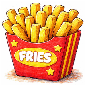 How to Draw French Fries – Easy Snack Drawing for Kids