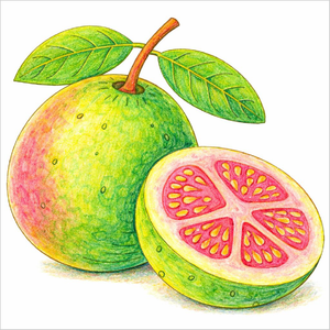 How to Draw a Guava Fruit – Easy Tropical Fruit Drawing for Kids