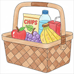 How to Draw a Picnic Basket – Easy Step-by-Step Outdoor Drawing for Kids
