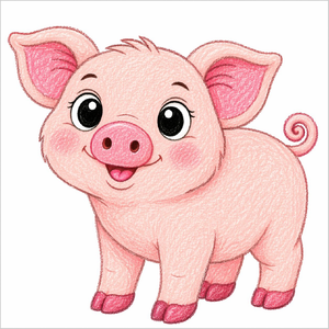 How to Draw a Pig – Easy Cute Farm Animal Drawing for Kids
