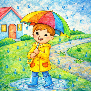 How to Draw a Rainy Day Scenery – Easy Weather Scene Drawing for Kids