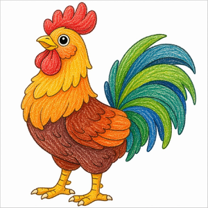 How to Draw a Rooster – Easy Farm Bird Drawing for Kids