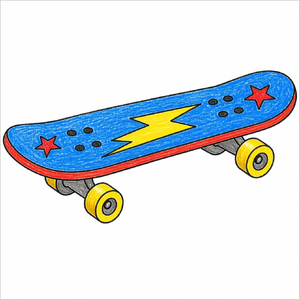 How to Draw a Skateboard – Easy Step-by-Step Sports Drawing for Kids