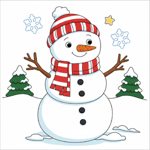 How to Draw a Snowman Drawing – Step-by-Step Worksheet for Kids