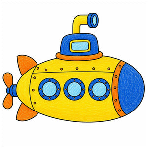 How to Draw a Submarine – Easy Step-by-Step Underwater Drawing for Kids