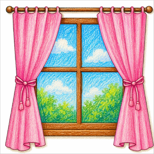 How to Draw a Window with Curtains – Easy Home Scene Drawing for Kids