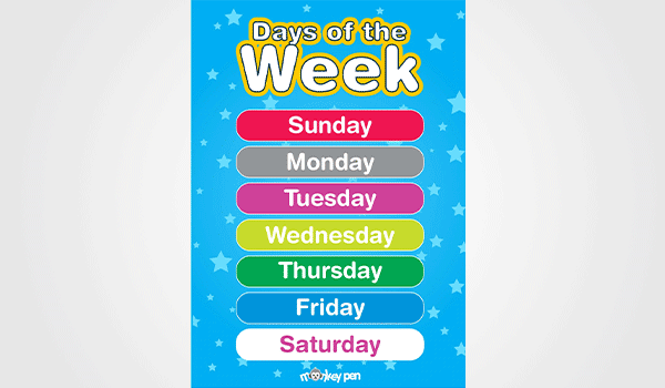 Printable Days Of The Week Chart