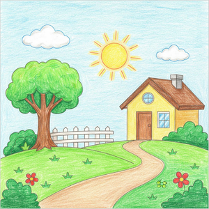 How to Draw Summer Scenery – Easy Nature Scene Drawing for Kids