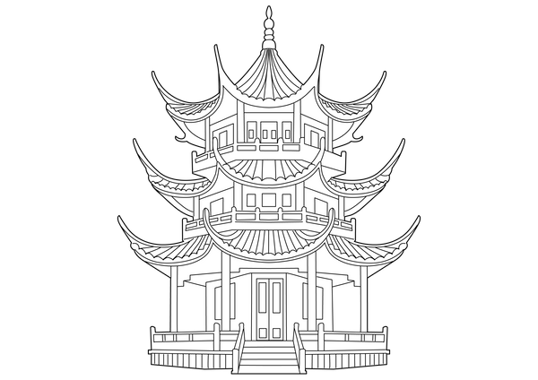 Chinese Pagoda Drawing coloring page – fun and educational printable for children