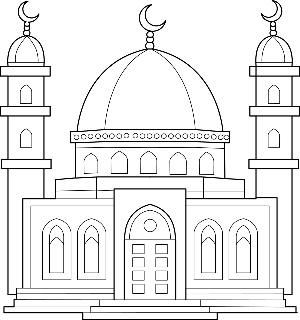 Mosque Coloring Page – Free Printable PDF for Kids Fun