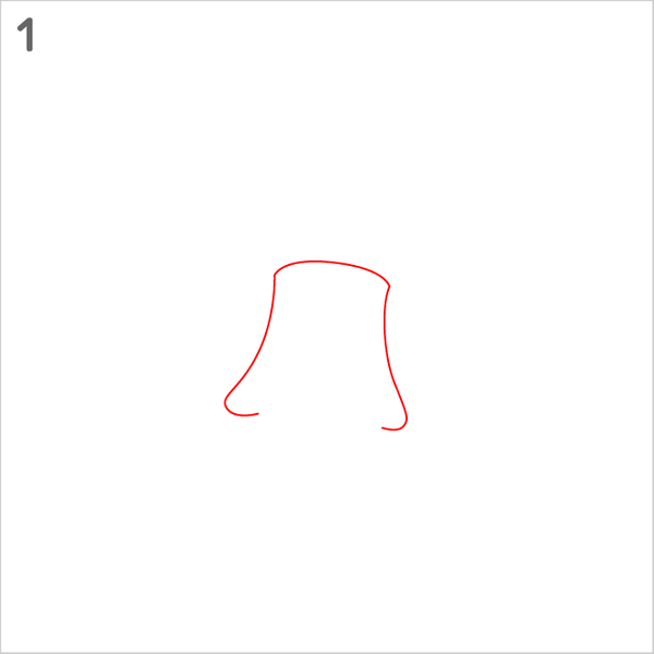 Step by step mushroom drawing with cap and stem details.
