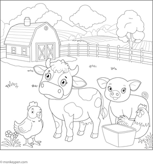 Farm Animals Coloring Image