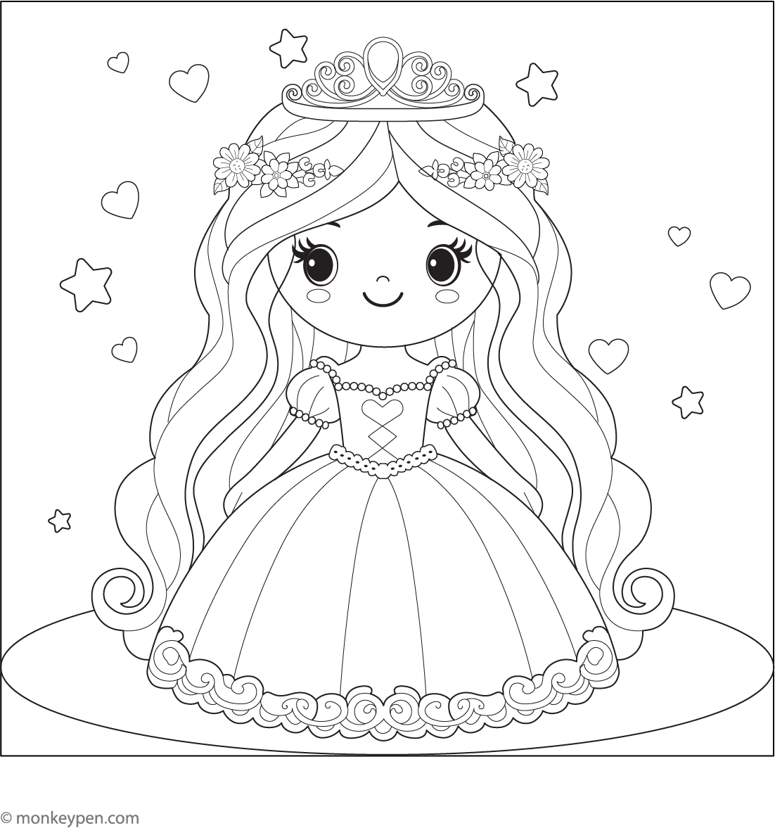 beautiful-princess-coloring-page for Free Printable Princess Colouring Pages Beautiful Princess Coloring Page for Free Printable Princess Colouring Pages