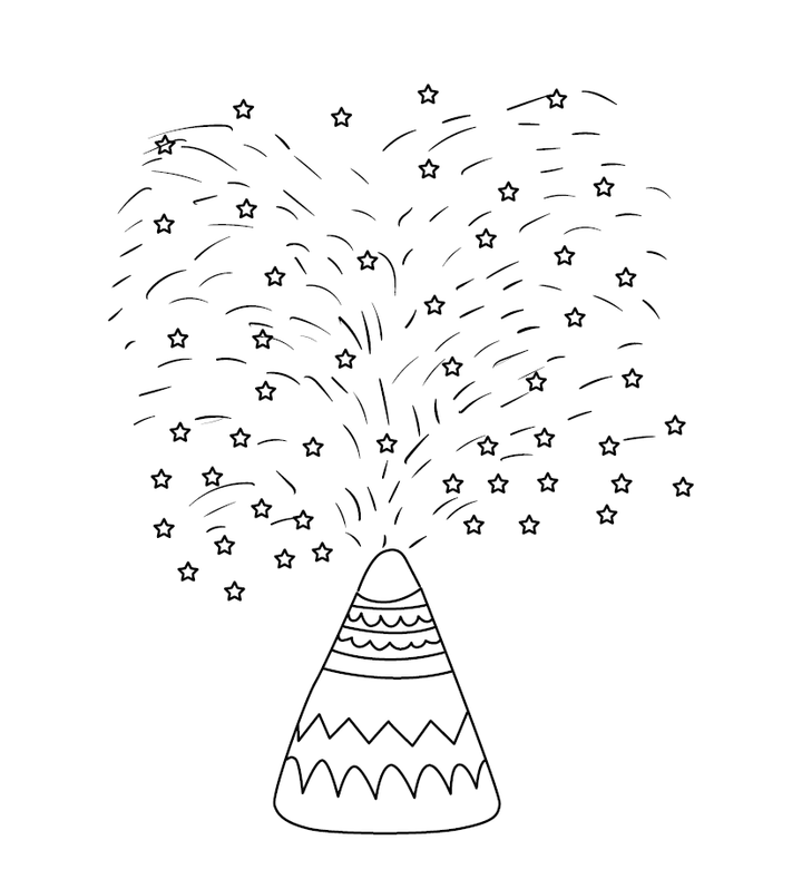 Fire Cracker Coloring Image – Free PDF for Kids Fun