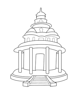 Temple coloring page – religious building illustration for kids