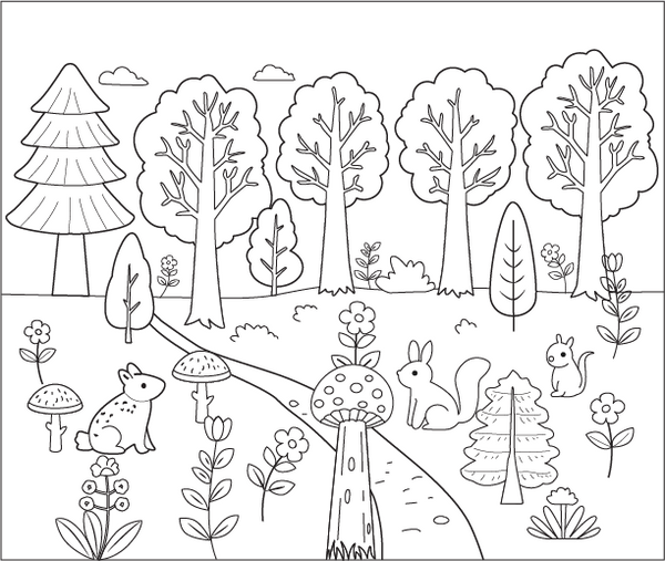 Forest Scene coloring page – fun and educational printable for children