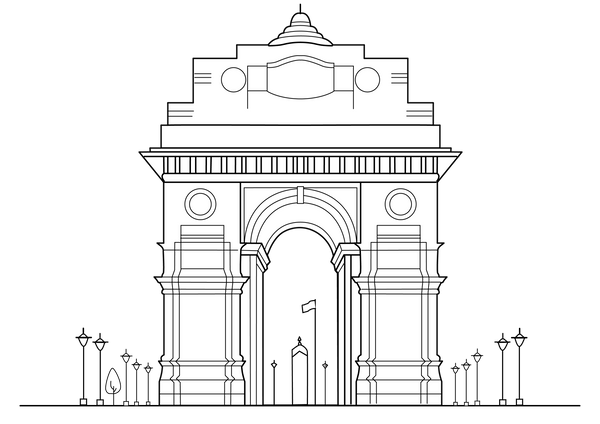 India Gate coloring page – fun and educational printable for children