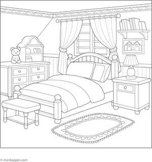 Bedroom Coloring Page  – fun and educational printable for children
