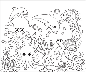 Ocean Life coloring page – fun and educational printable for children