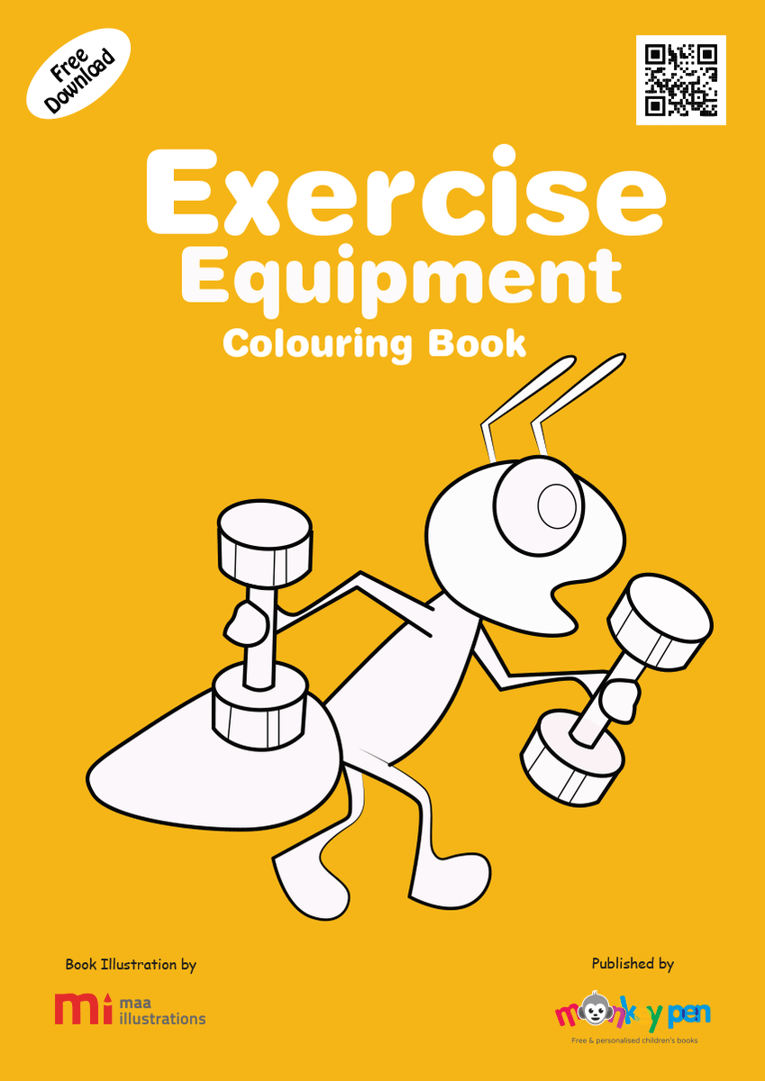 Exercise Book Colouring Printable Exercise Equipments Coloring Book – Instant Download