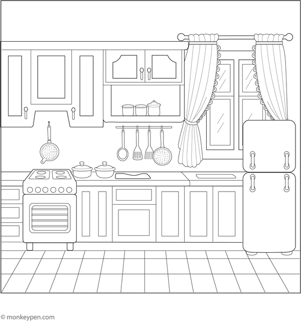 Kitchen Coloring Page – fun and educational printable for children