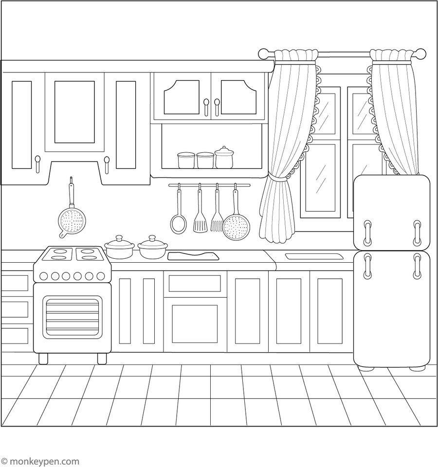 Kitchen Coloring Page