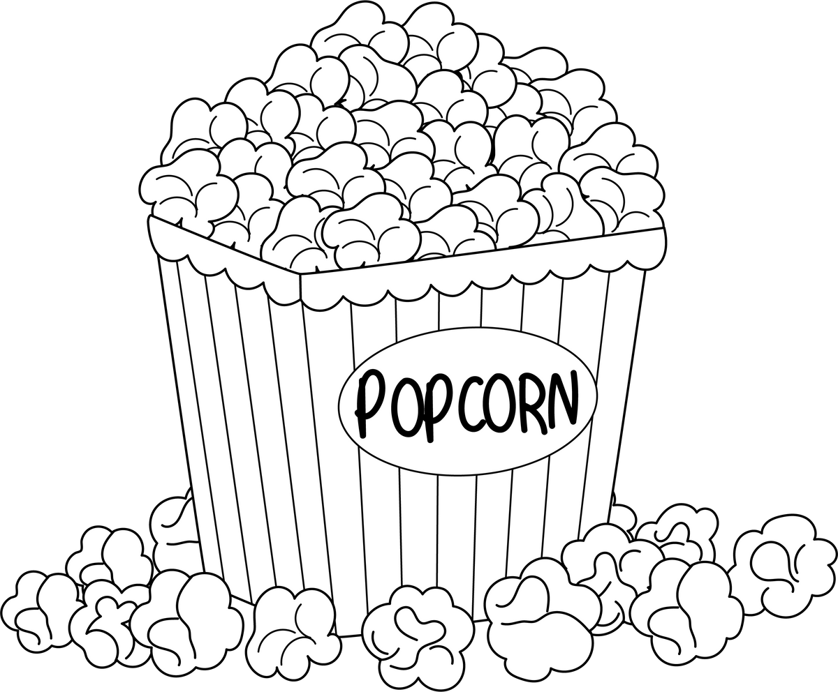 Popcorn Coloring Page For Children