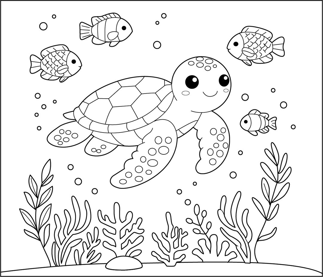 Free Printable Sea Turtle Coloring Page for Kids