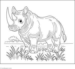 Black Rhino Coloring Page – fun and educational printable for children
