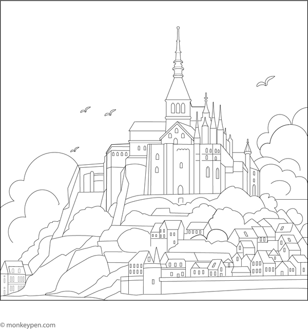 Mont Saint Michel Coloring Page – fun and educational printable for children