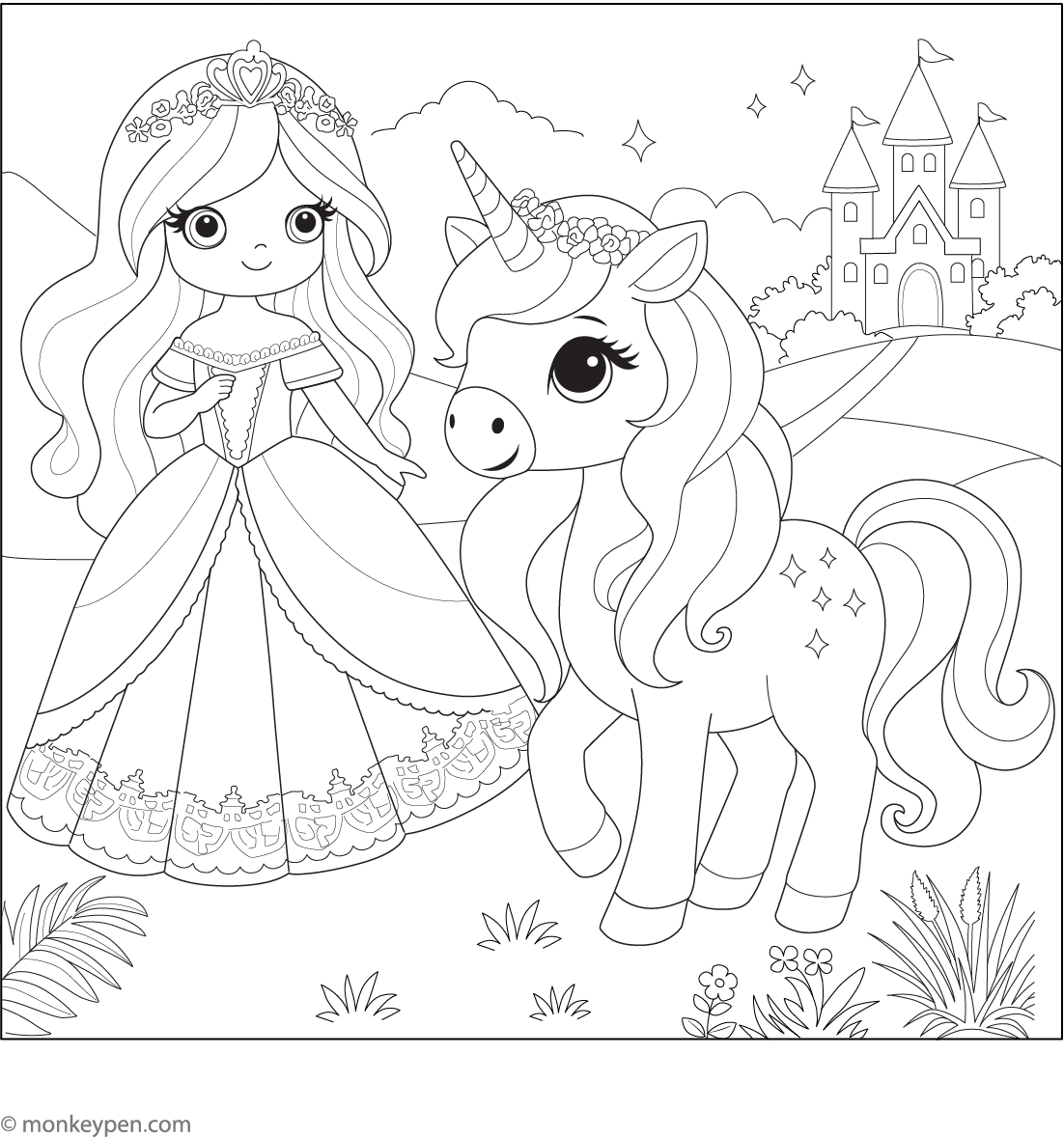 Free Princess Coloring Pages | Printable Princess Sheets PDF