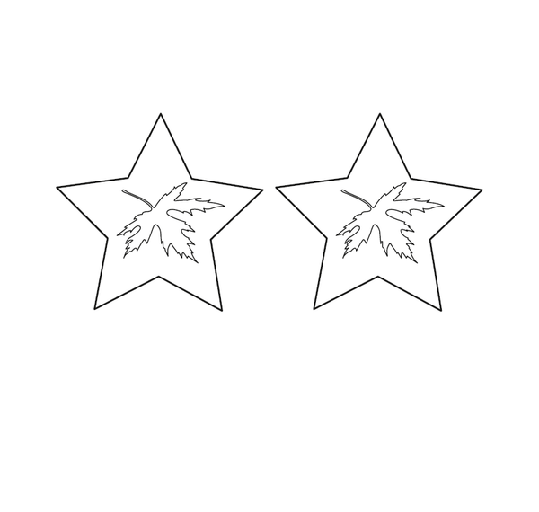 Two stars with leaves inside coloring page – fun and educational printable for children