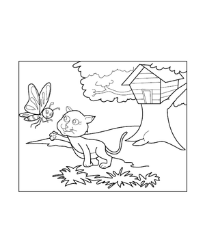 Tree House Coloring Image