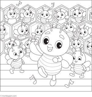 Dancing Inside a Hive Coloring Page – fun and educational printable for children