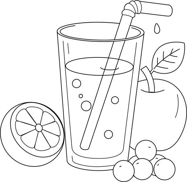 Juice coloring page – food-themed printable activity for kids