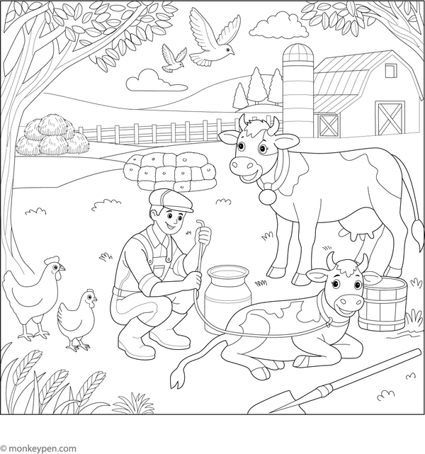 Farmer Coloring Page – fun and educational printable for children
