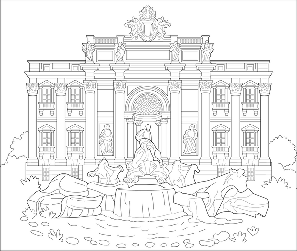 Trevi Fountain Coloring Page – fun and educational printable for children