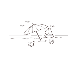 Beach Coloring Picture for Kids
