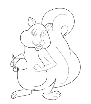 Squirrel Coloring Image for Children