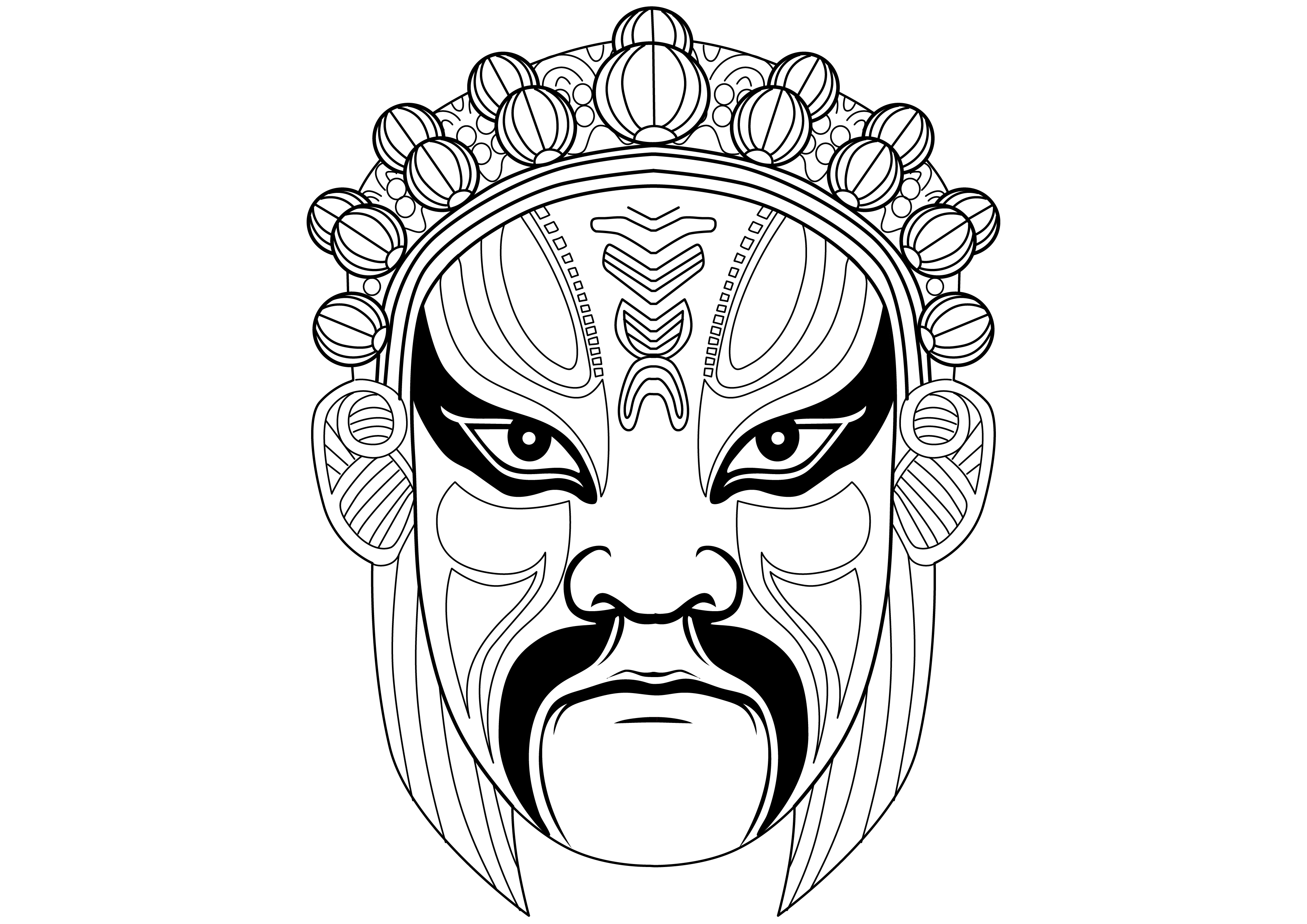 Chinese Opera Mask Coloring Page