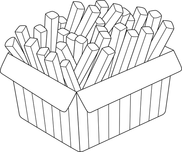 French Fries coloring page – food-themed printable activity for kids