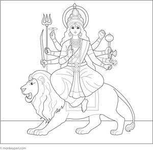 Goddess Durga Coloring Page