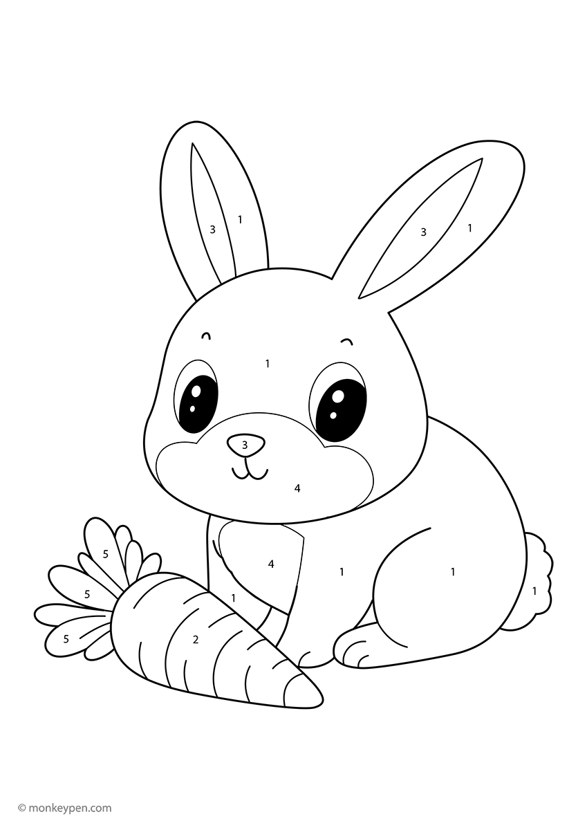 Color By Letter Rabbit Free Rabbit Color by Number PDF β Worksheet for Toddlers