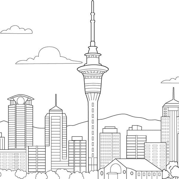 Auckland Sky Tower Coloring Page – fun and educational printable for children