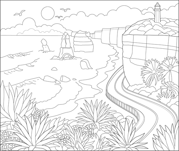 Great Ocean Road Coloring Page – fun and educational printable for children