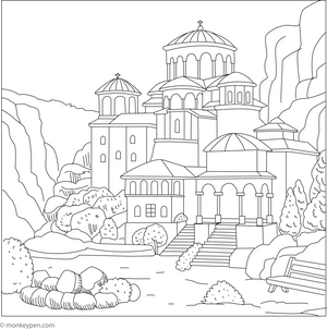 Meteora Monastery Coloring Page