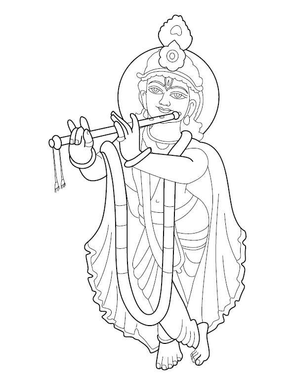Lord Krishna Coloring Image for Children